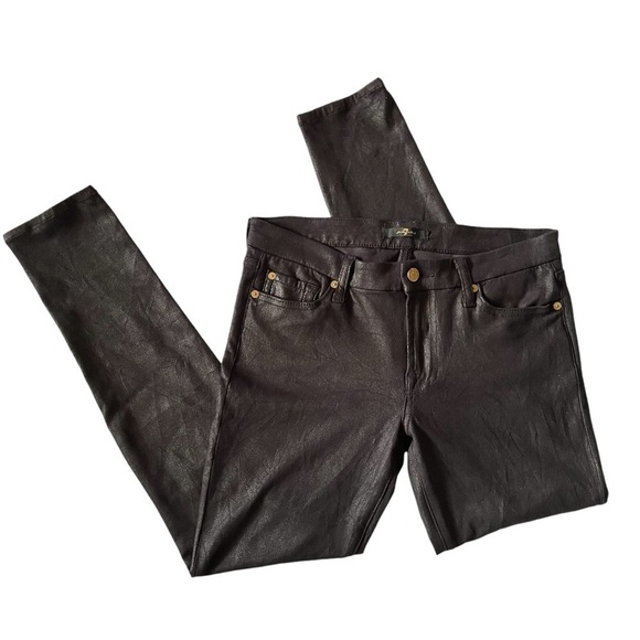 7 For All Mankind black faux leather zip front skinny pants - Picture 10 of 10